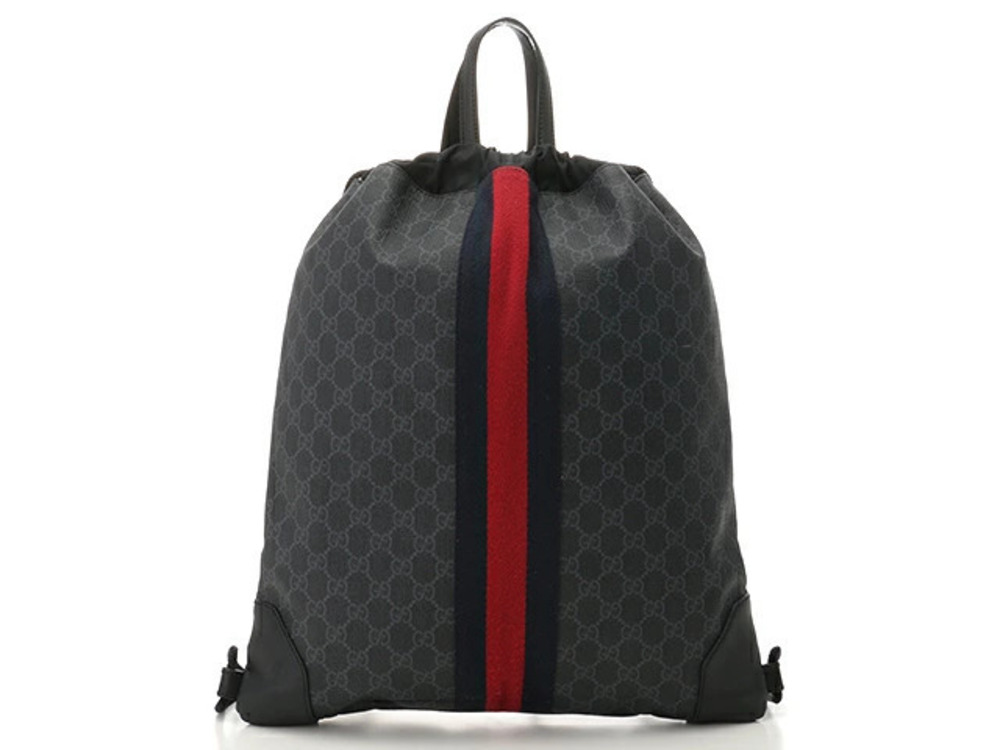 Gucci Backpack Rucksack Daybag Drawstring GG Supreme Canvas AH